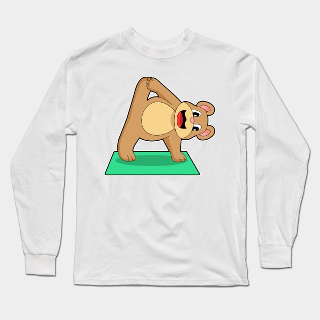 Bear at Yoga Fitness Long Sleeve T-Shirt by Markus Schnabel